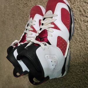Jordan Red and White  Retro 6's Carmine High-Top Sneakers
